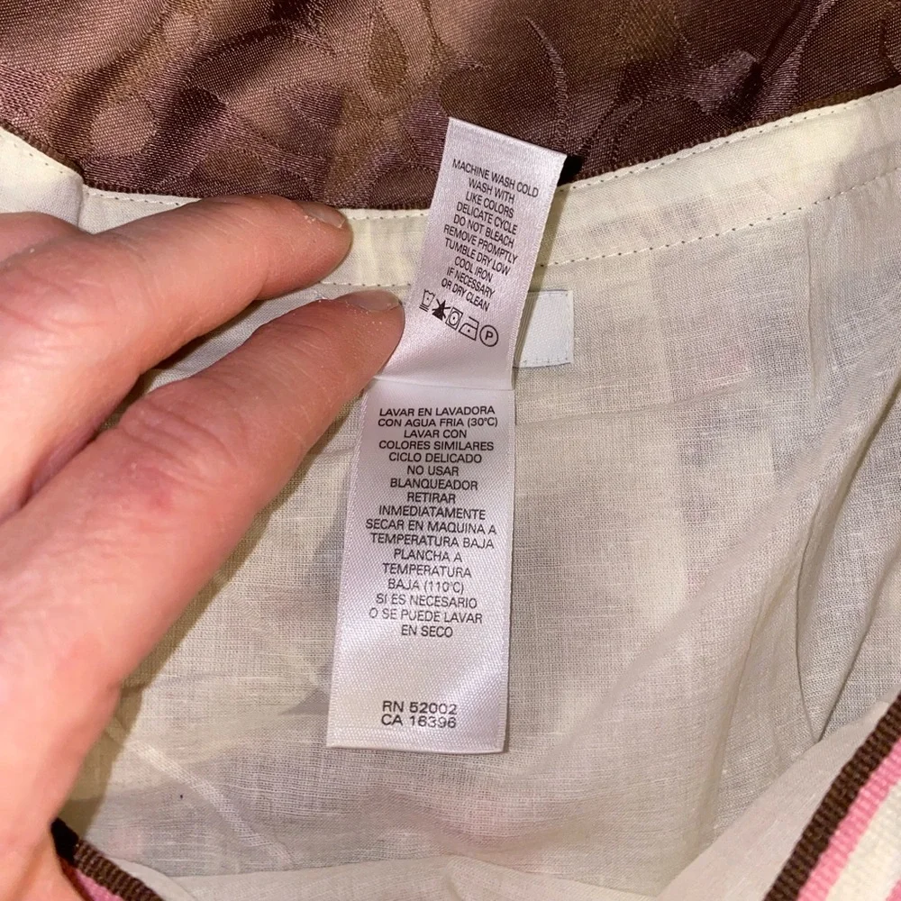Liz & Co brown, cream and pink floral Skirt. Size 6